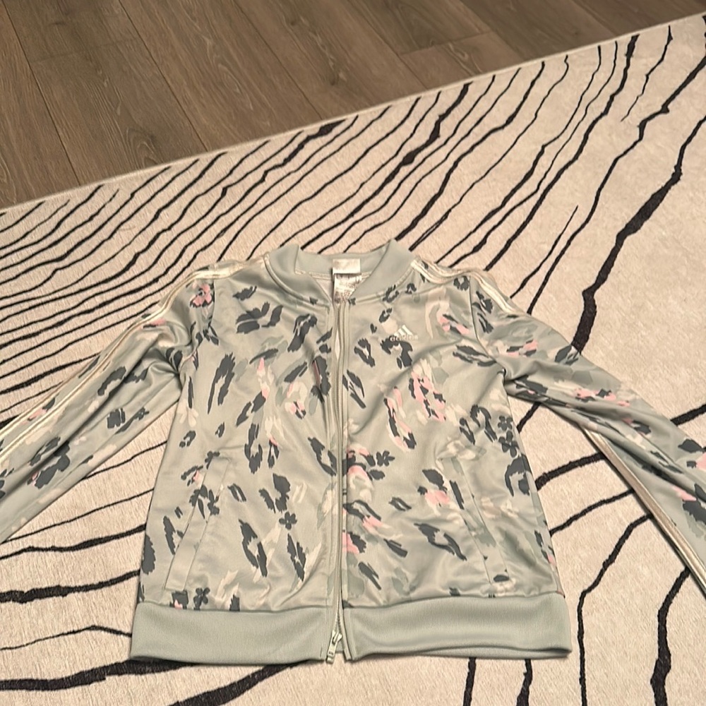 Girls adidas mint green track jacket. Size large